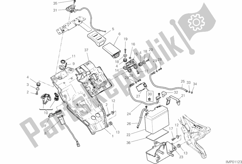 All parts for the Battery Holder of the Ducati Scrambler 1100 Sport Thailand USA 2019